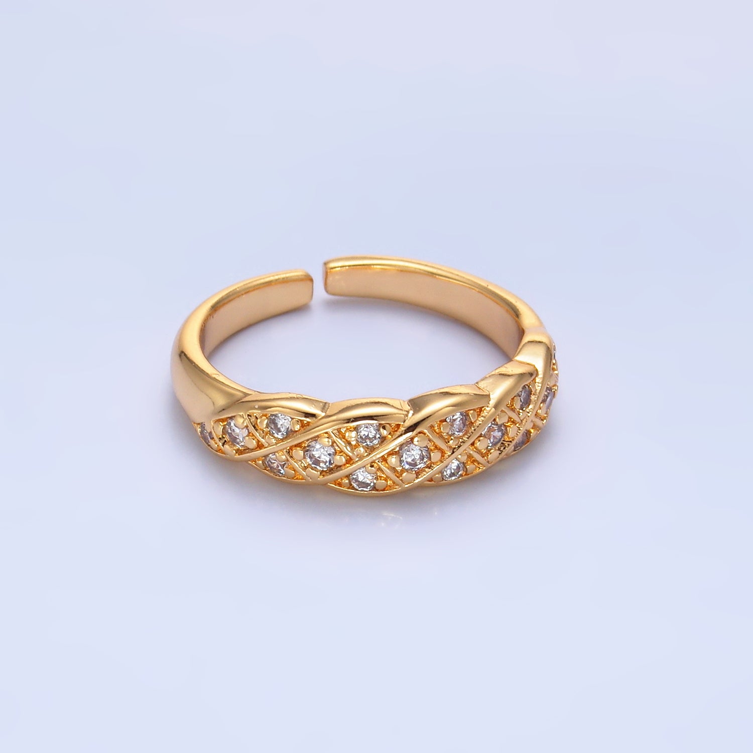 Gold Classic Gold CZ Vintage Adjustable Ring-00129