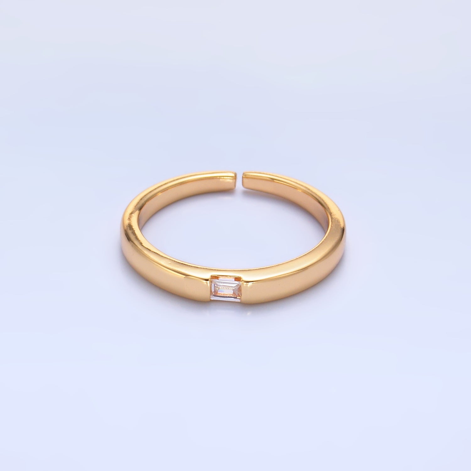 Gold Dainty Gold Baguette Minimalist Adjustable Ring-00130