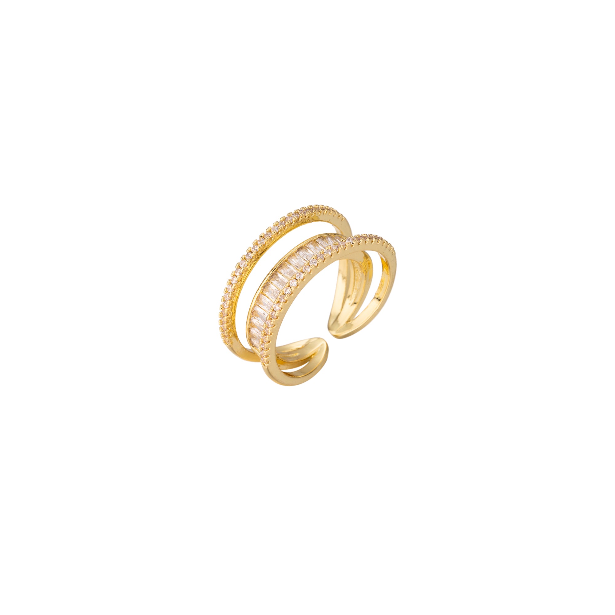 Gold Stacked Gold Baguette Minimalist Adjustable Ring-00303 Ring-00304