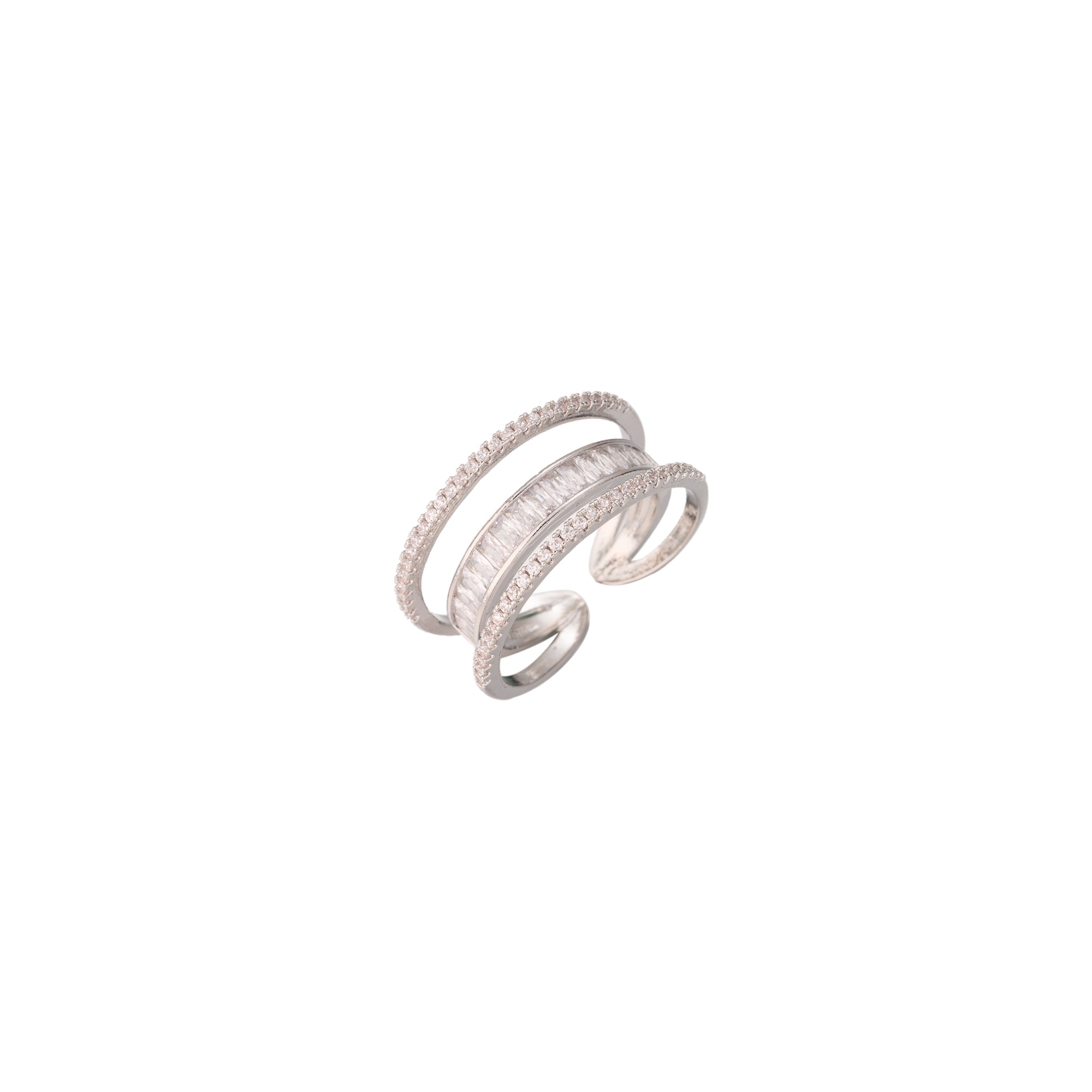 Gold Stacked Gold Baguette Minimalist Adjustable Ring-00303 Ring-00304