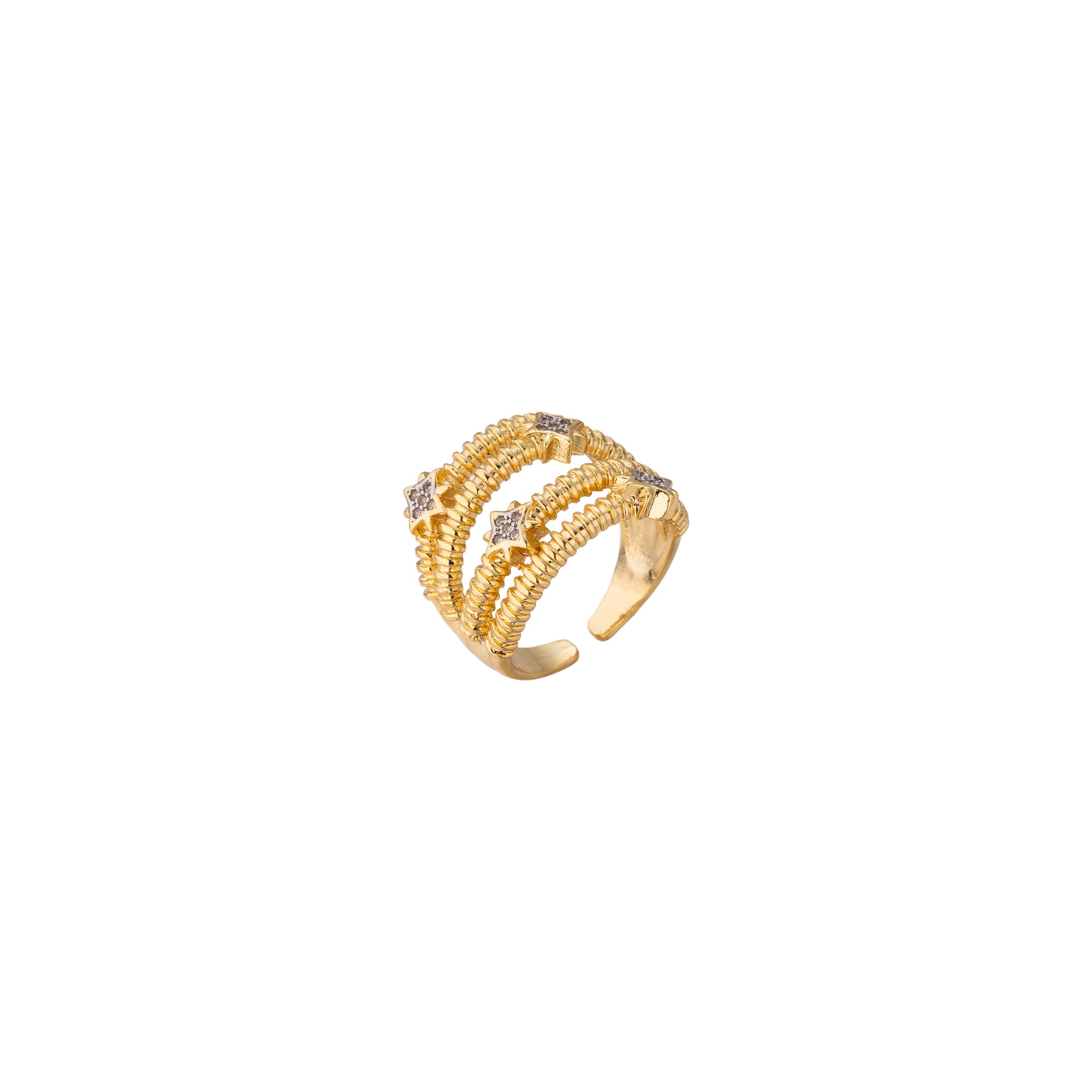 Gold Stacked Gold CZ Celestial Adjustable ✦ RI-0307