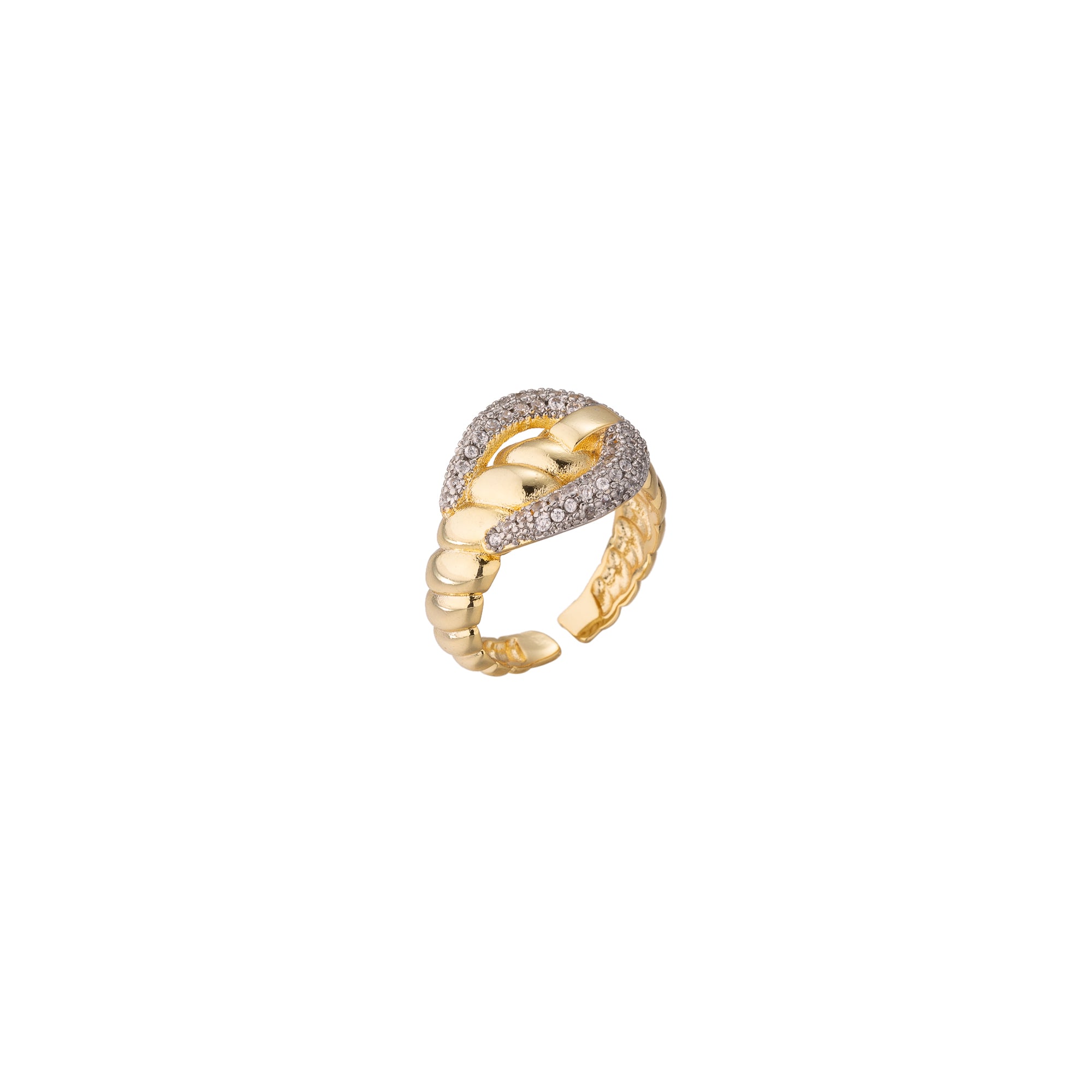 Gold Vintage Gold CZ Bold Adjustable Ring-00309