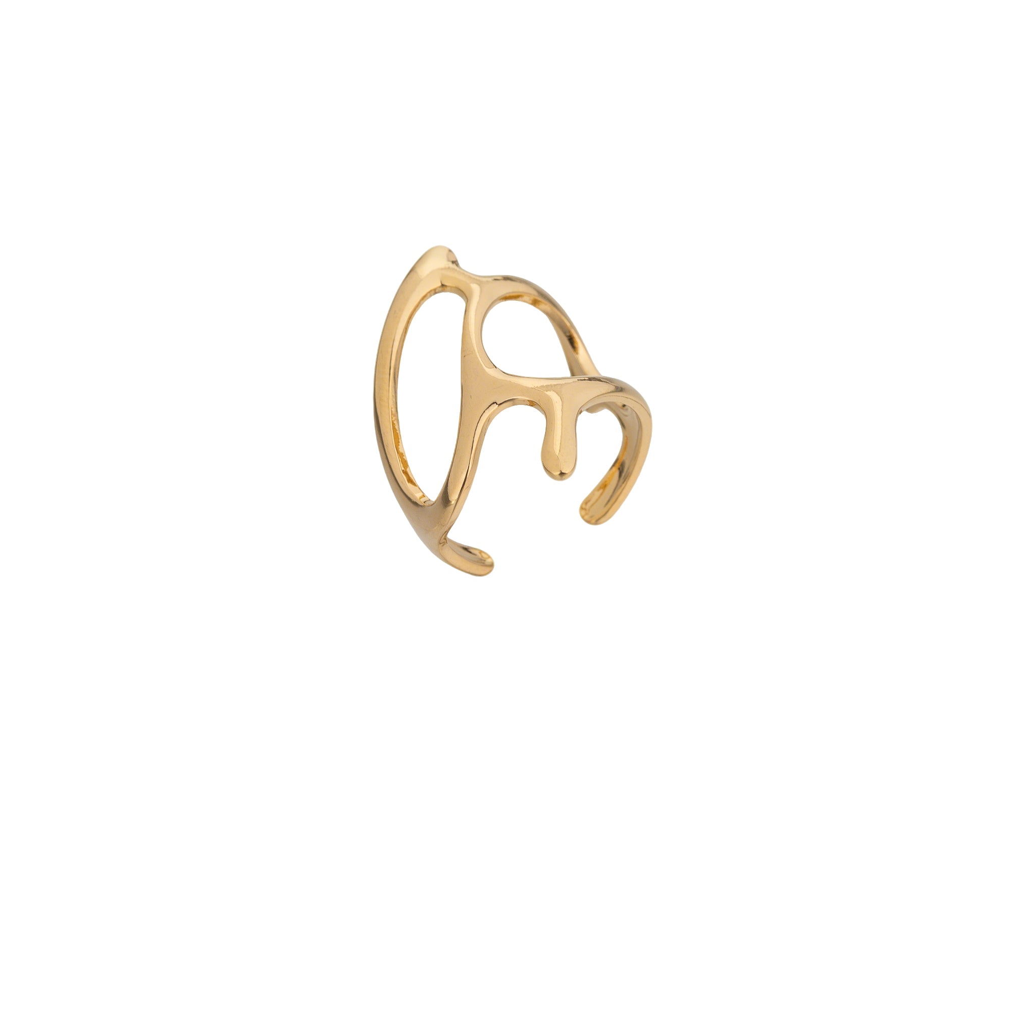 Gold Gilded Stainless Steel Minimalist Adjustable Ring-00323