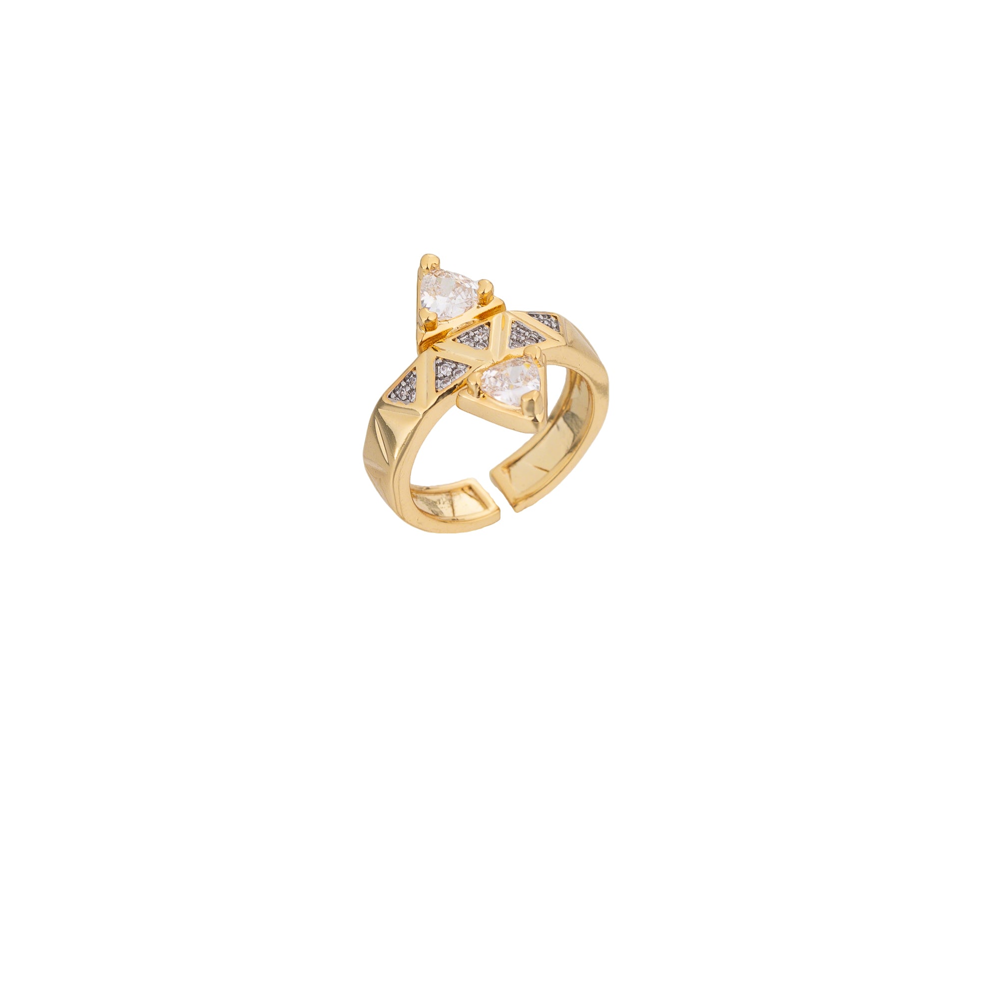 Gold Chunky Gold CZ Geometric Adjustable ✦ RI-0329