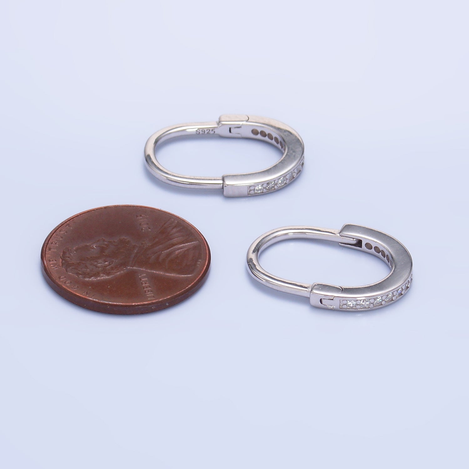 Dainty Sterling Silver CZ Paperclip Huggies ✦ EA-SL583