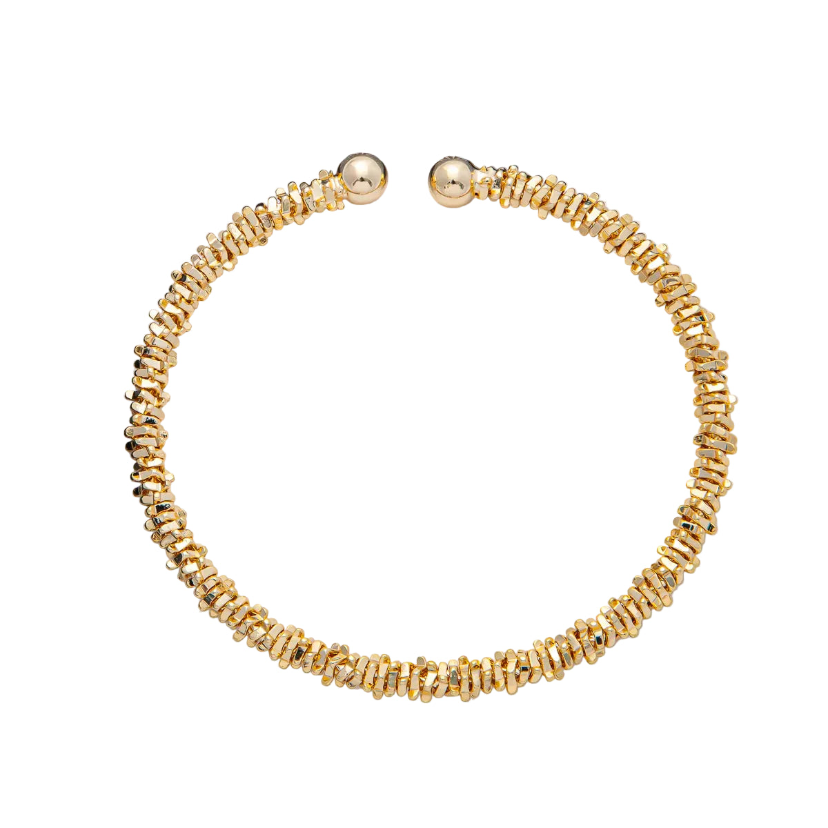 Nugget Rondelle Geometric Textured Cuff Bracelet BR-21WA3860
