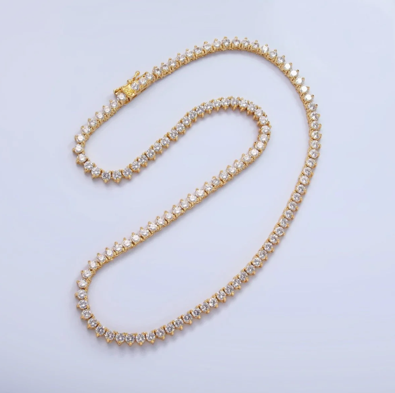 Clear CZ Three-Prong Tennis Chain 16 Inch CN-21WA3027