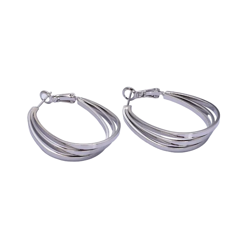 Triple Bar Oblong Geometric Hinge Hoop ✦ EA-21AD880