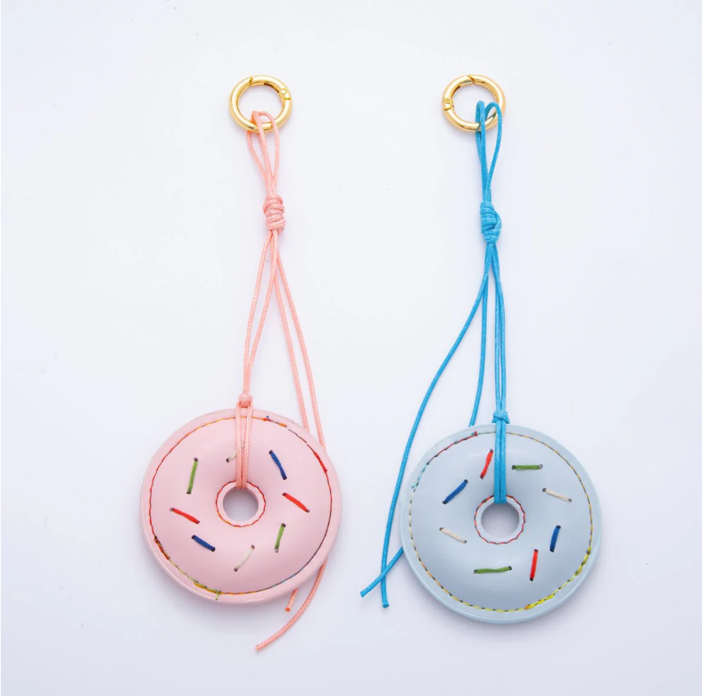 Donut Leather Bag Charm, Keychain Leather Bag Accessory ✦ BC-21WB117B BC-21WA117P