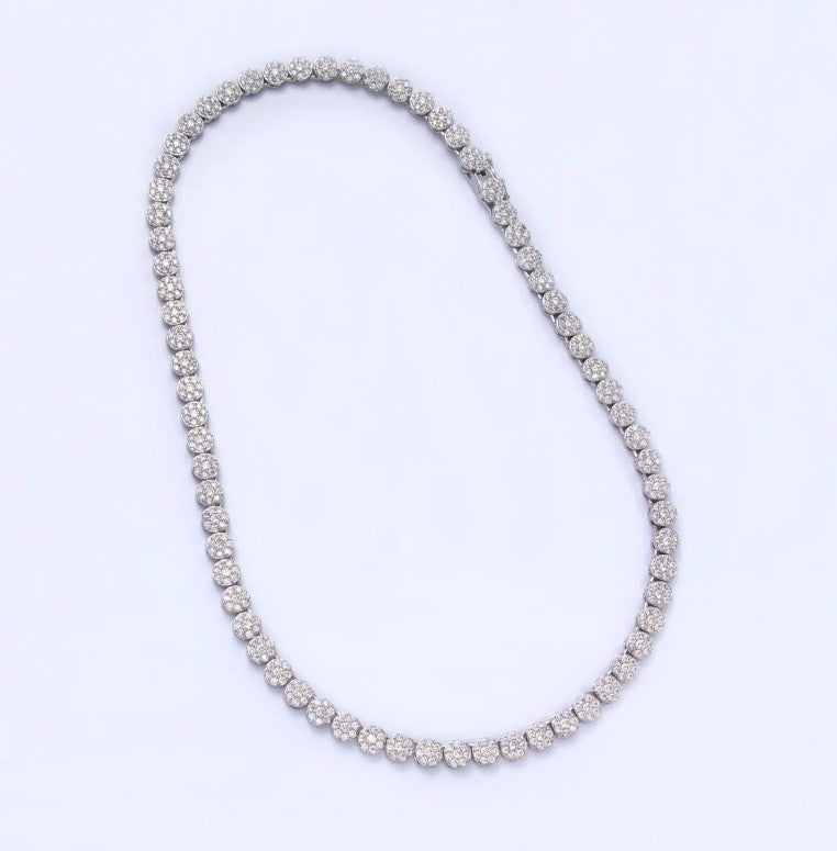 24K Gold Filled Micro Paved CZ Round Tennis Chain 16 Inch Necklace in Gold-Silver CN-21WA3030 CN-21WA3031