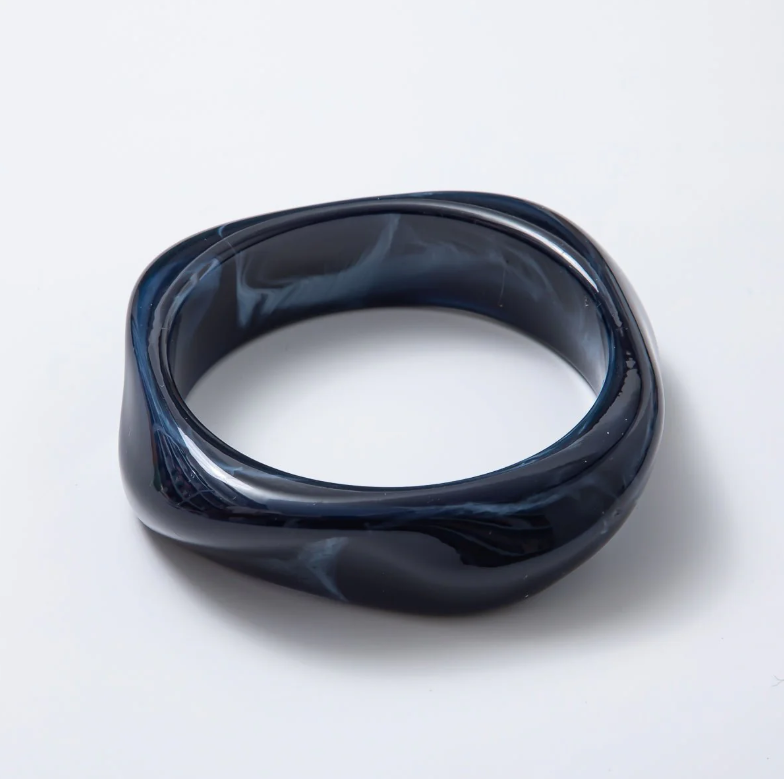 Solid Marble Resin Acrylic Sculpted Geometric Bangle ✦ BA-21WA3423