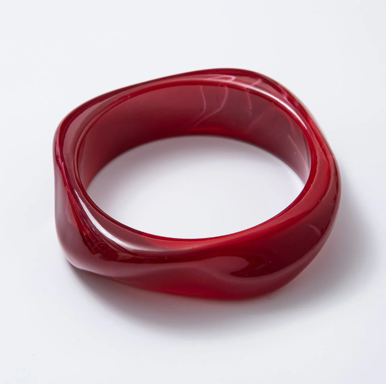 Solid Marble Resin Acrylic Sculpted Geometric Bangle ✦ BA-21WA3420