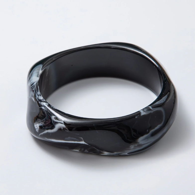 Solid Marble Resin Acrylic Wide Sculpted Geometric Bangle ✦ BA-21WA3416 - BA21WA3427