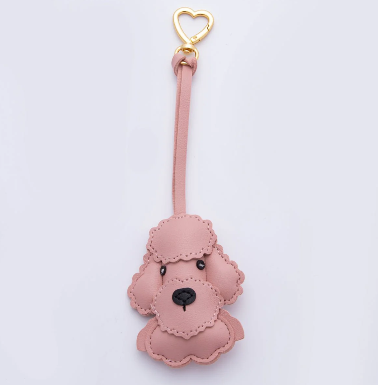 Pleather Poodle Dog Bag Charm Keyring Bag, Backpack Charm Heart Clip ✦ BC-21WB022