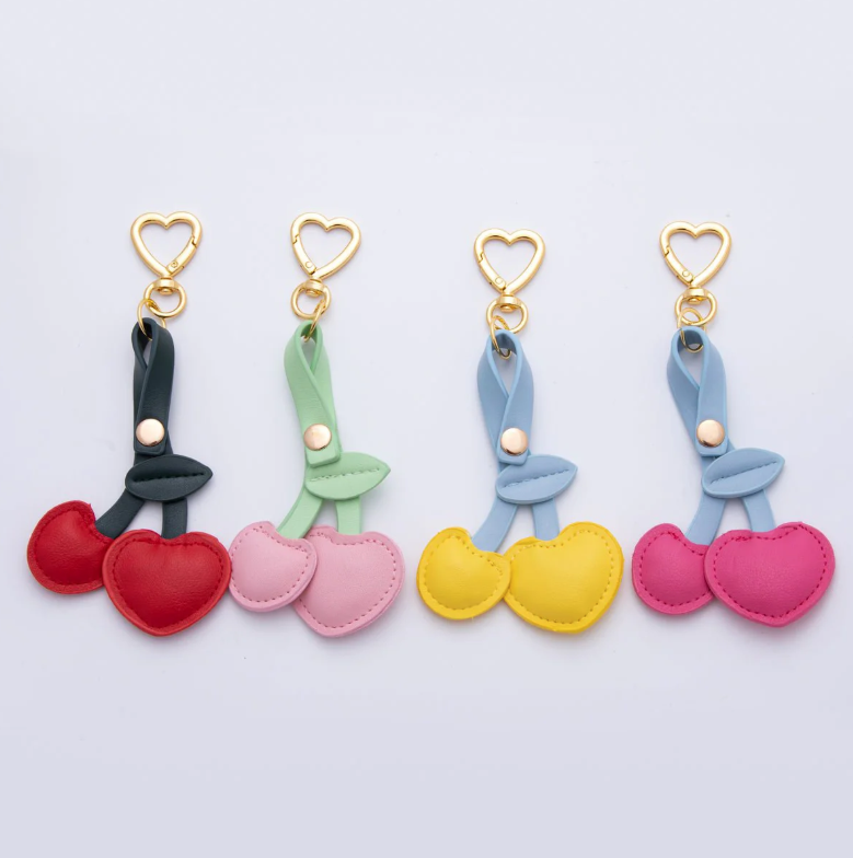 Fruit Leather Bag Charm Keychain Heart Key Ring Accessories ✦ BC-21WB001