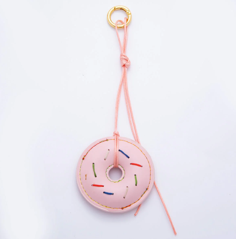 Donut Leather Bag Charm, Keychain Leather Bag Accessory ✦ BC-21WB117B BC-21WA117P