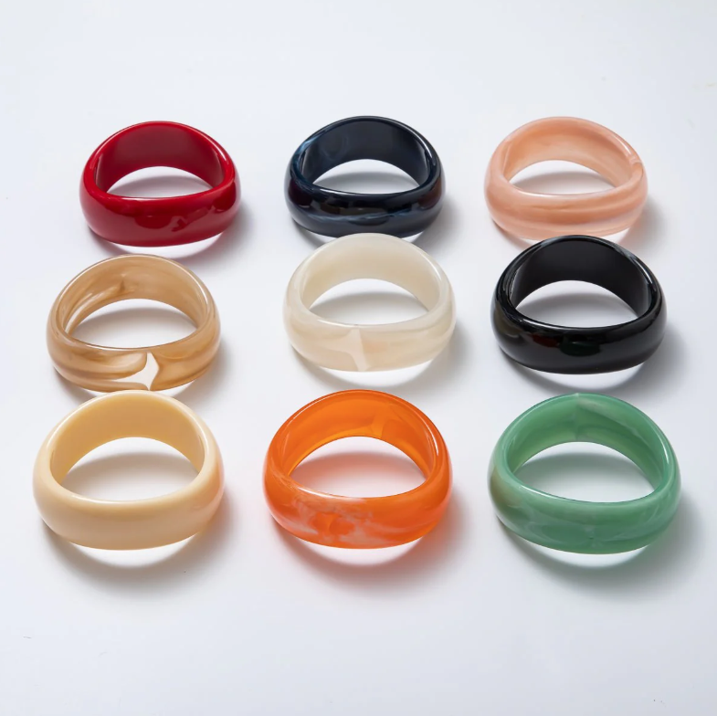 Solid Resin Acrylic Geometric Wide Bangle ✦ BA-21WA3384 - BA-21WA3393
