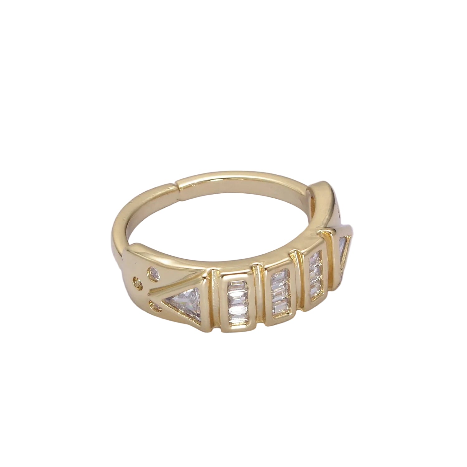 Cubic CZ Adjustable gold Clear CZ Ring RI-21U0315