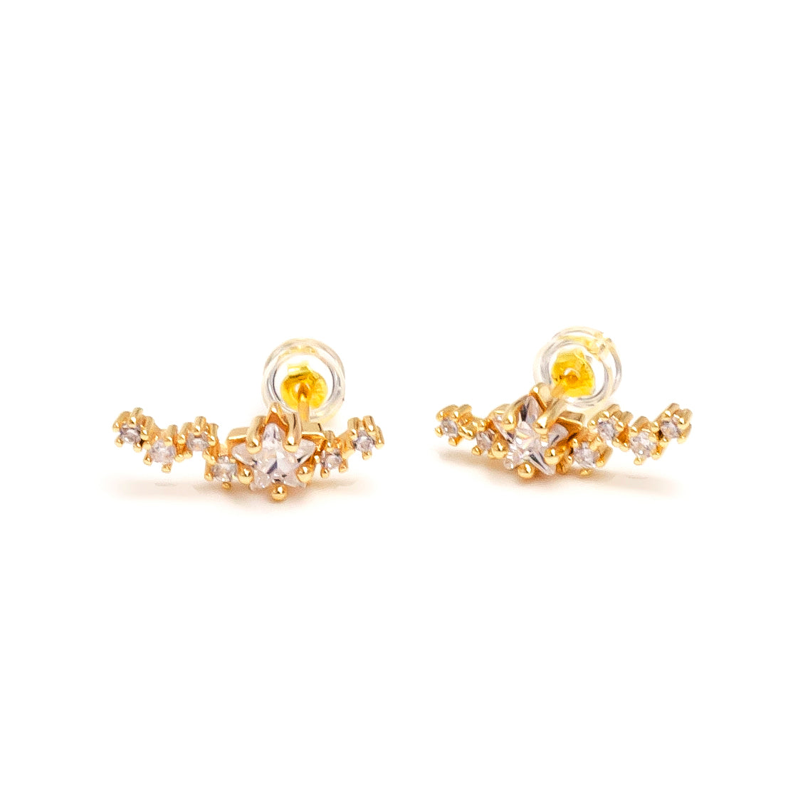 Climber Star Stud Earrings, Crystal Encrusted Celestial Stud Earrings ✦ EA-21V080