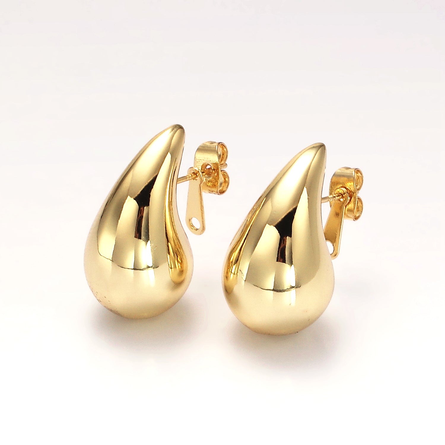 Gold 25mm Chunky Modern Teardrop Stud Earrings in Gold & Silver