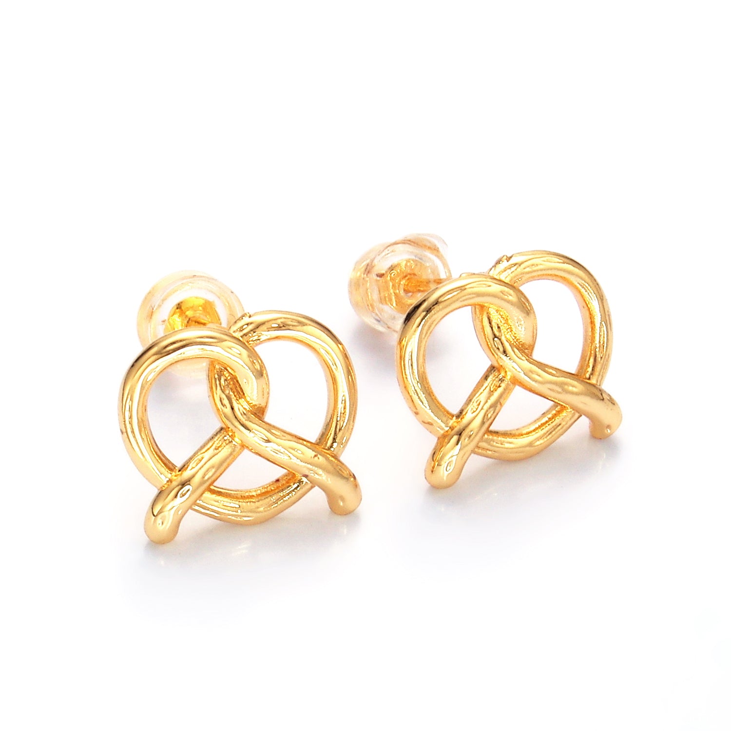 Gold Pretzel Pastry Minimalist Stud Earrings EARRING-00690