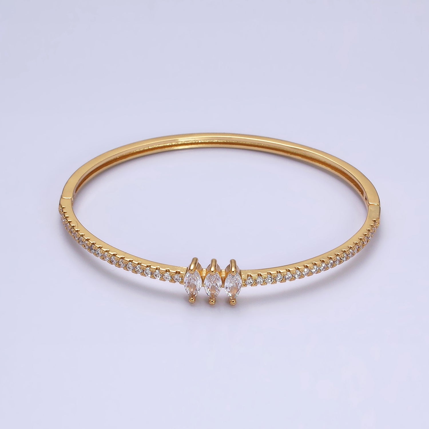 Dainty Gold Bracelet with Triple Marquise Cz Stone ✦ BR-21WA1758