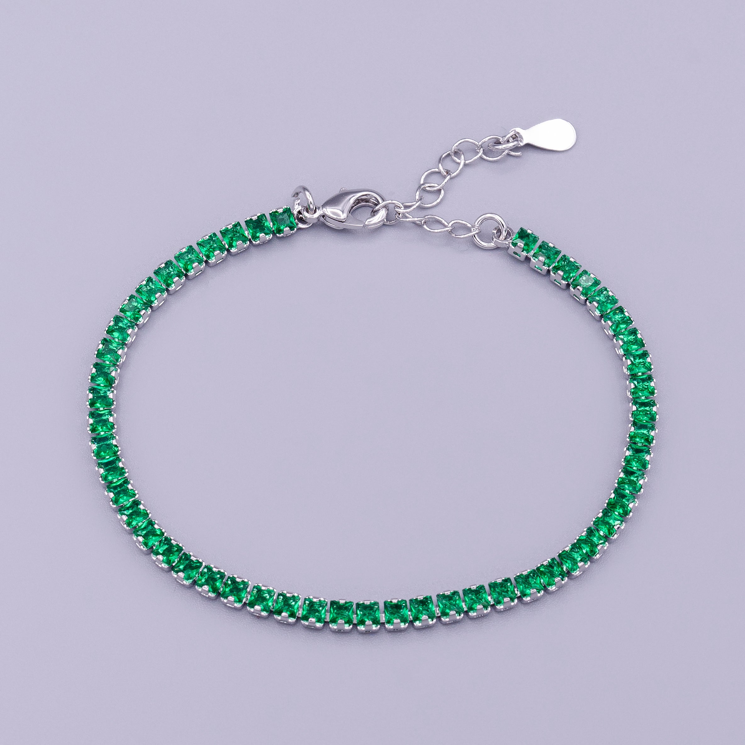 Emerald Silver Tennis Adjustable Bracelet ✦ BR-21WA1802