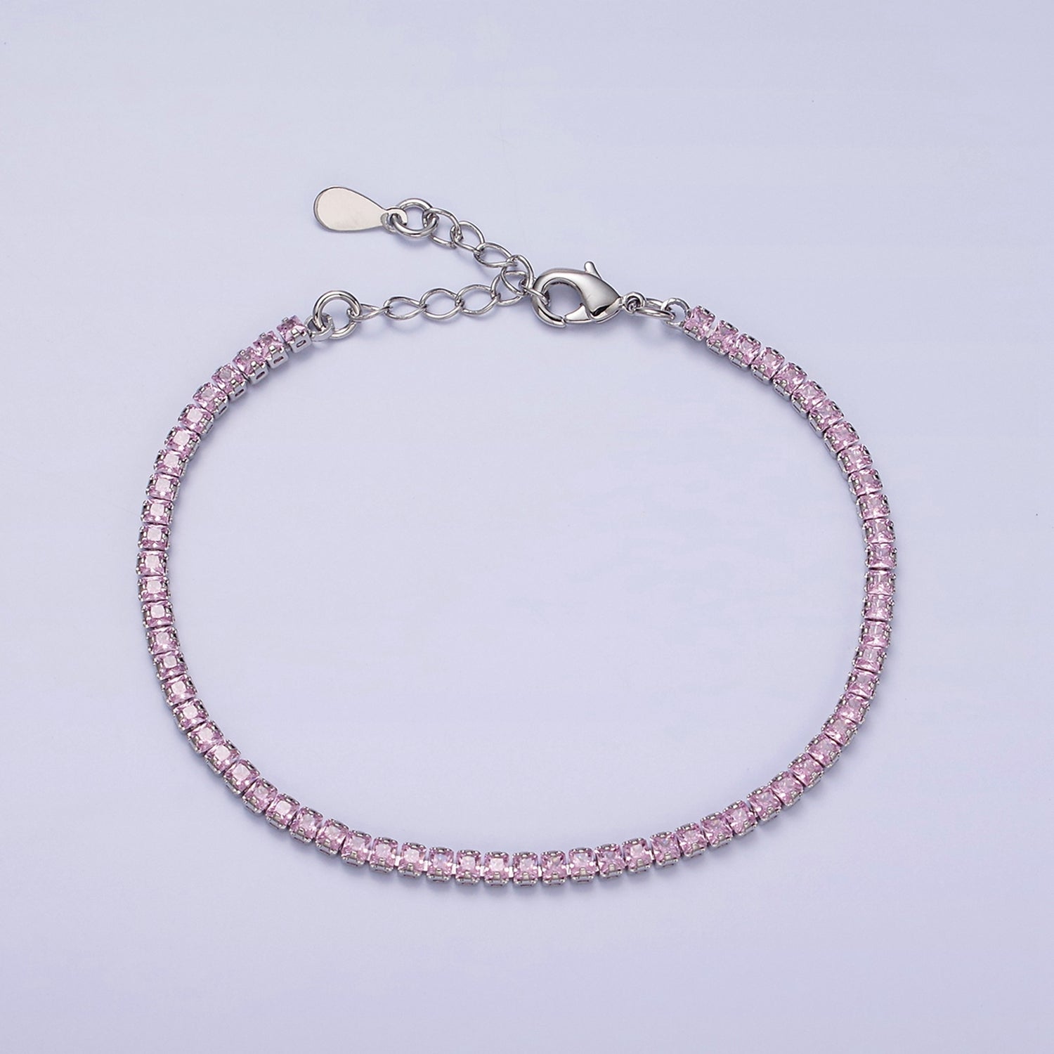 Dainty Silver Pink, Green CZ Tennis Bracelet ✦ BR-21WA1808 BR-21WA1806