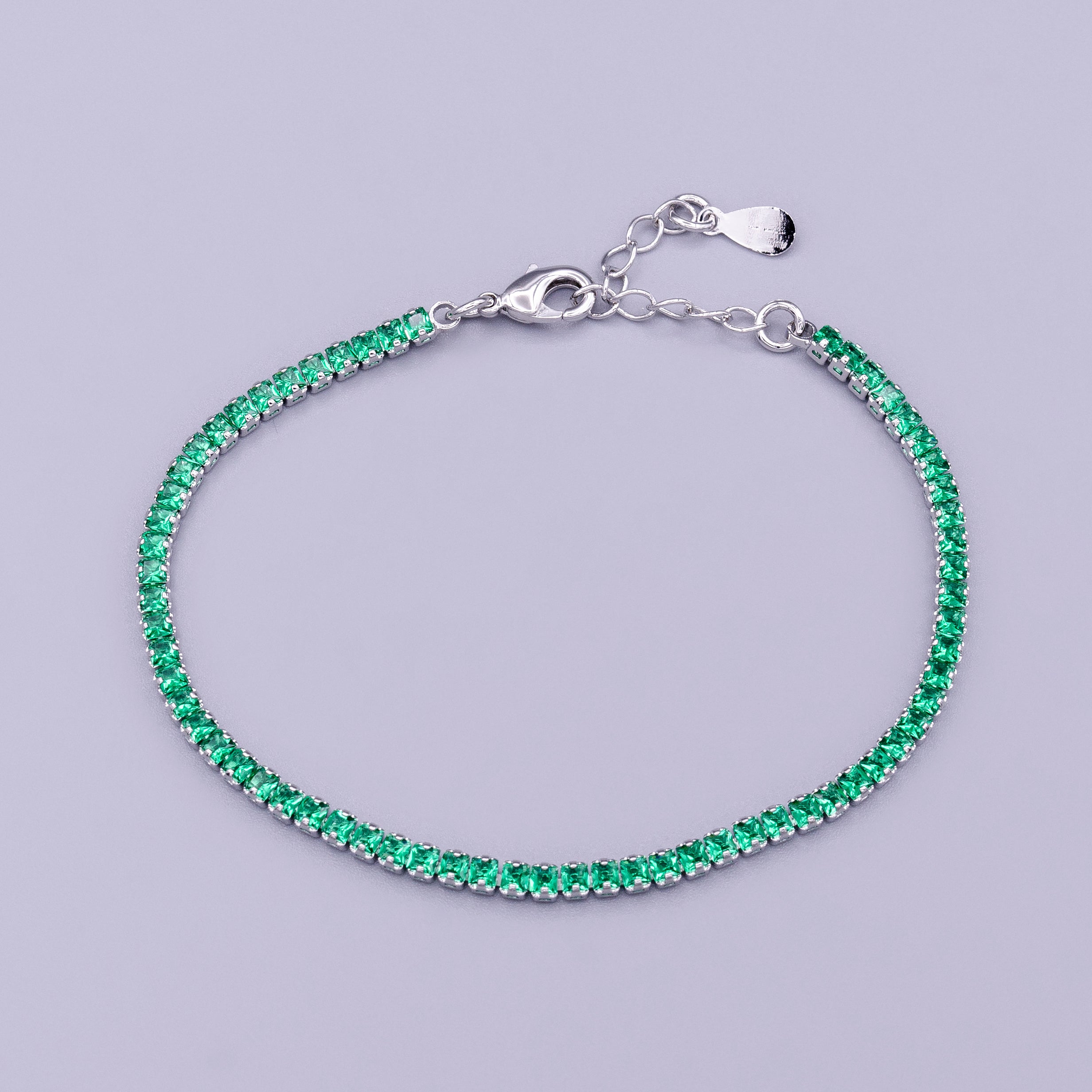 Dainty Silver Pink, Green CZ Tennis Bracelet ✦ BR-21WA1808 BR-21WA1806