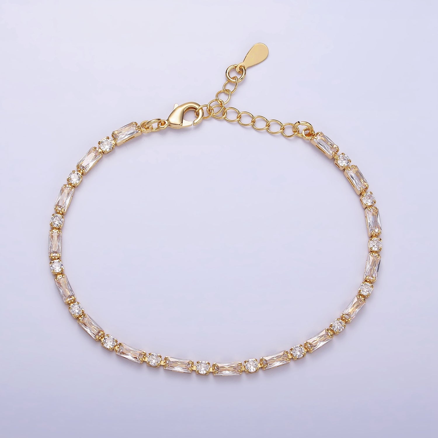 Dainty Gold 2.5mm Clear CZ Tennis Bracelet 6.5 Inches ✦ BR-21WA1816