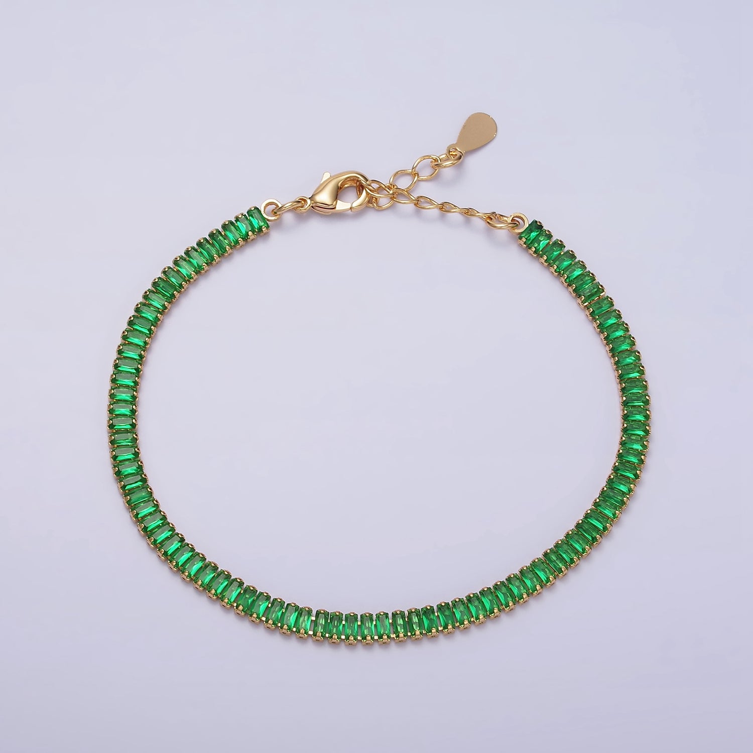 Dainty Emerald Baguette Tennis Bracelet ✦ BR-21WA1818