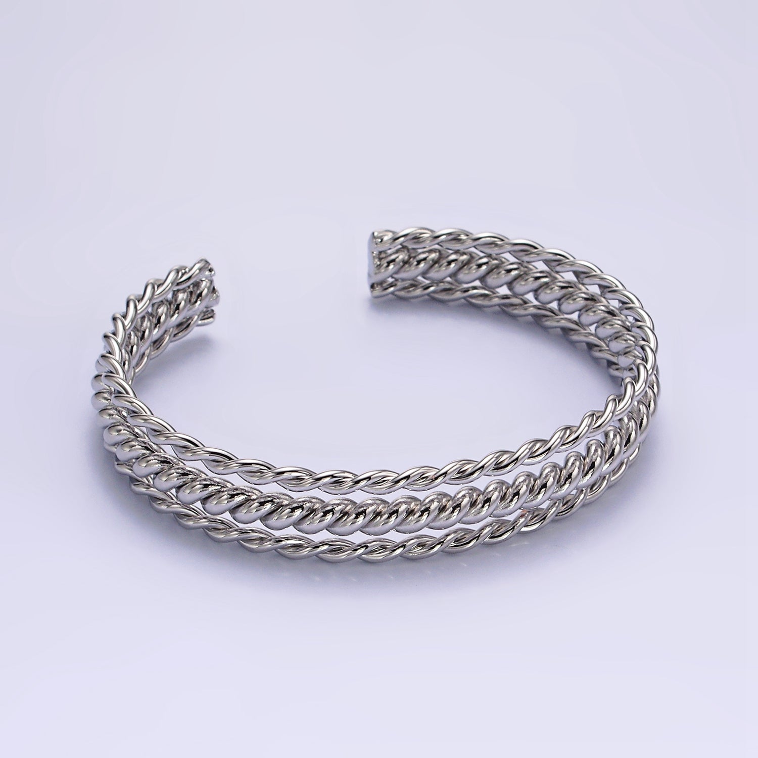 Silver Twisted Cable Cuff Bangle ✦ BR-21WA1919