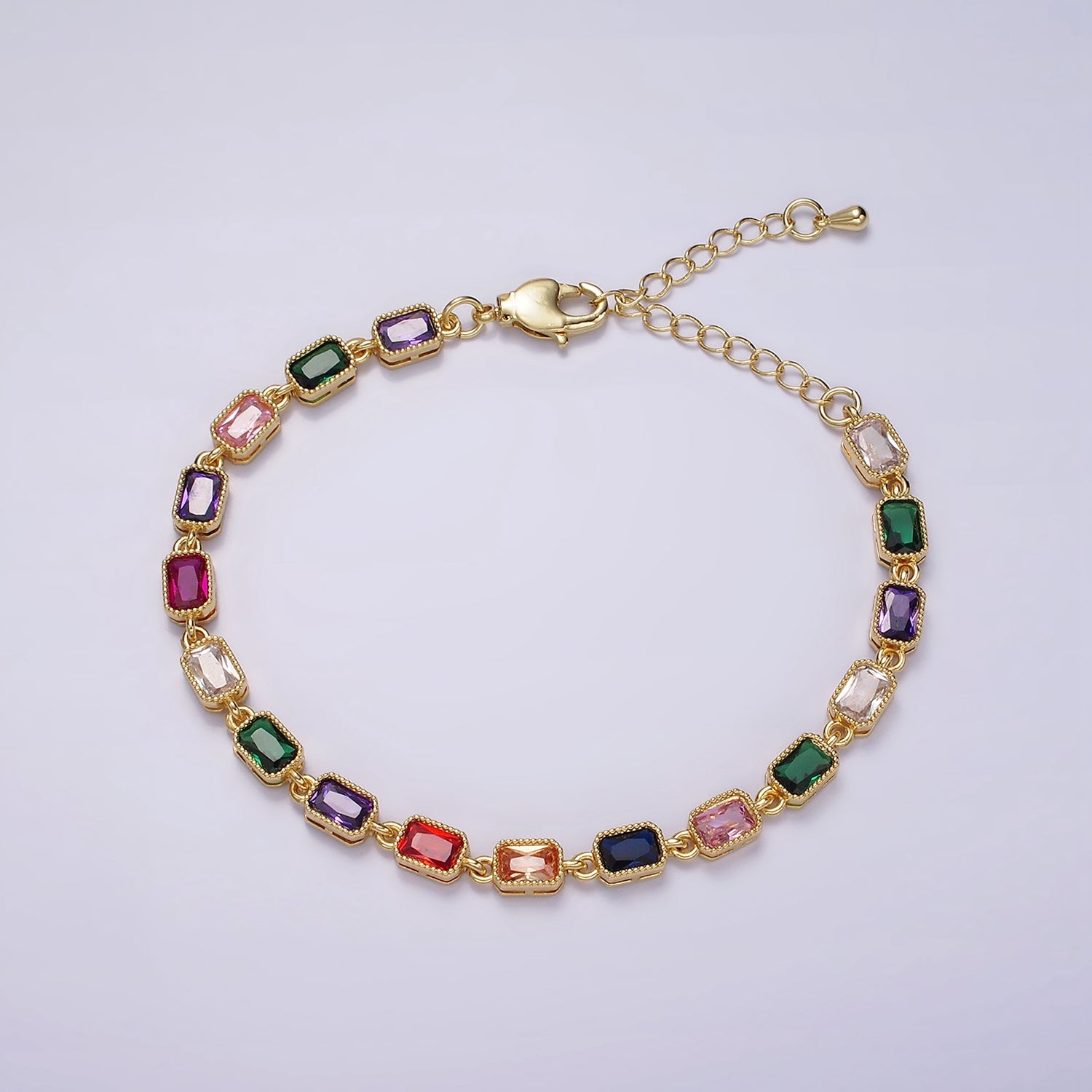 Gold Multicolor Stone Adjustable Bracelet ✦ BR-21WA2238 BR-21WA2239