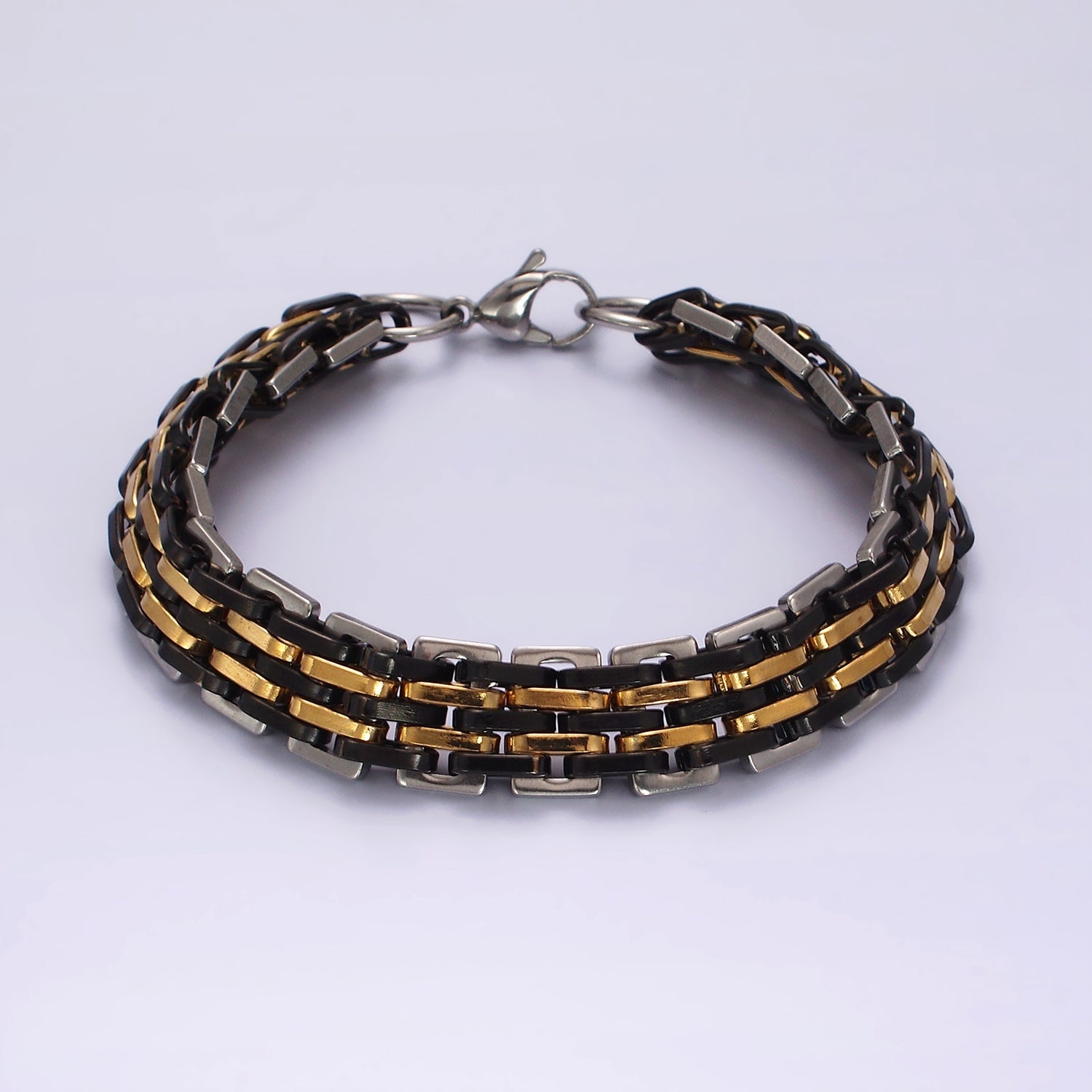 Mixed Metal Biker Chain Bracelet ✦ BR-21WA2255