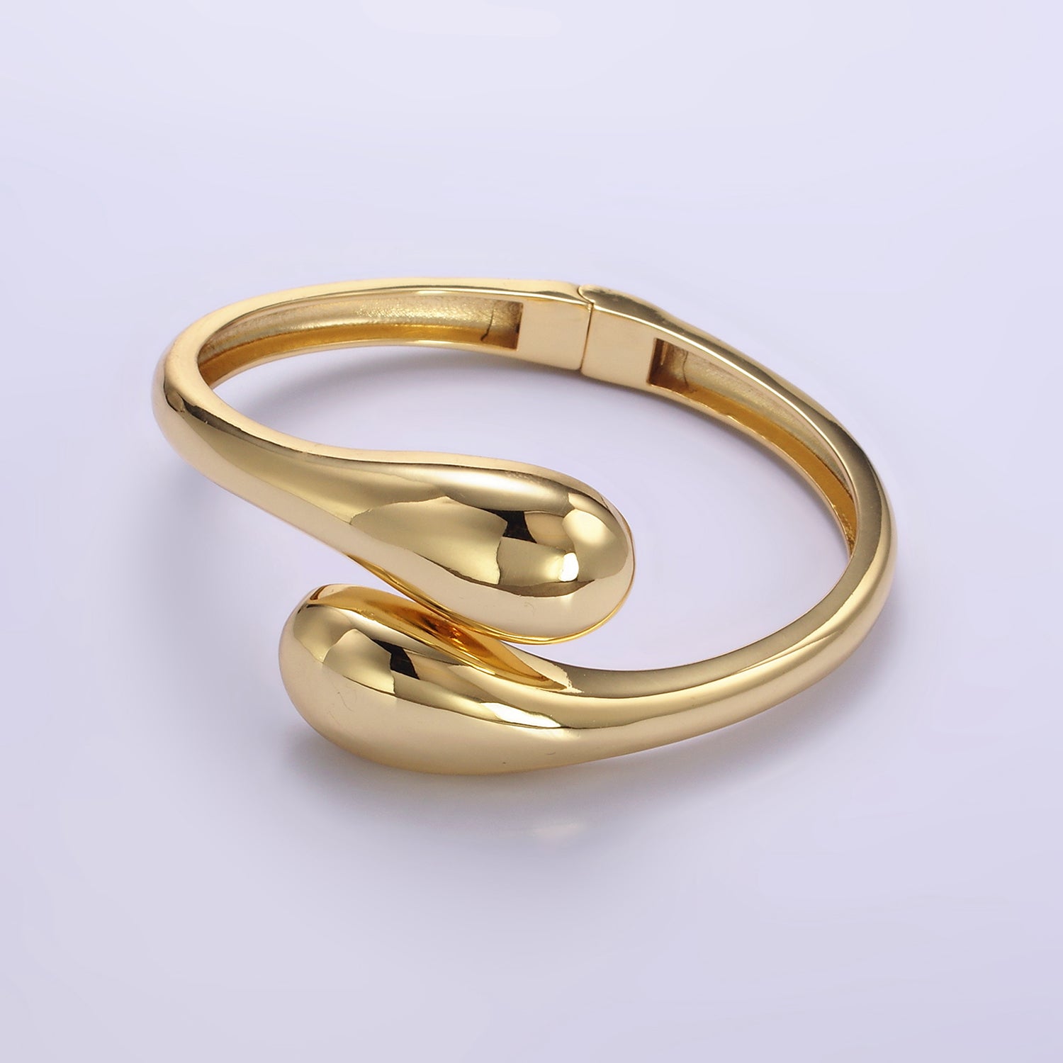 Gold Double Drop Minimalist Cuff Bangle Bracelet BRACELET-00285
