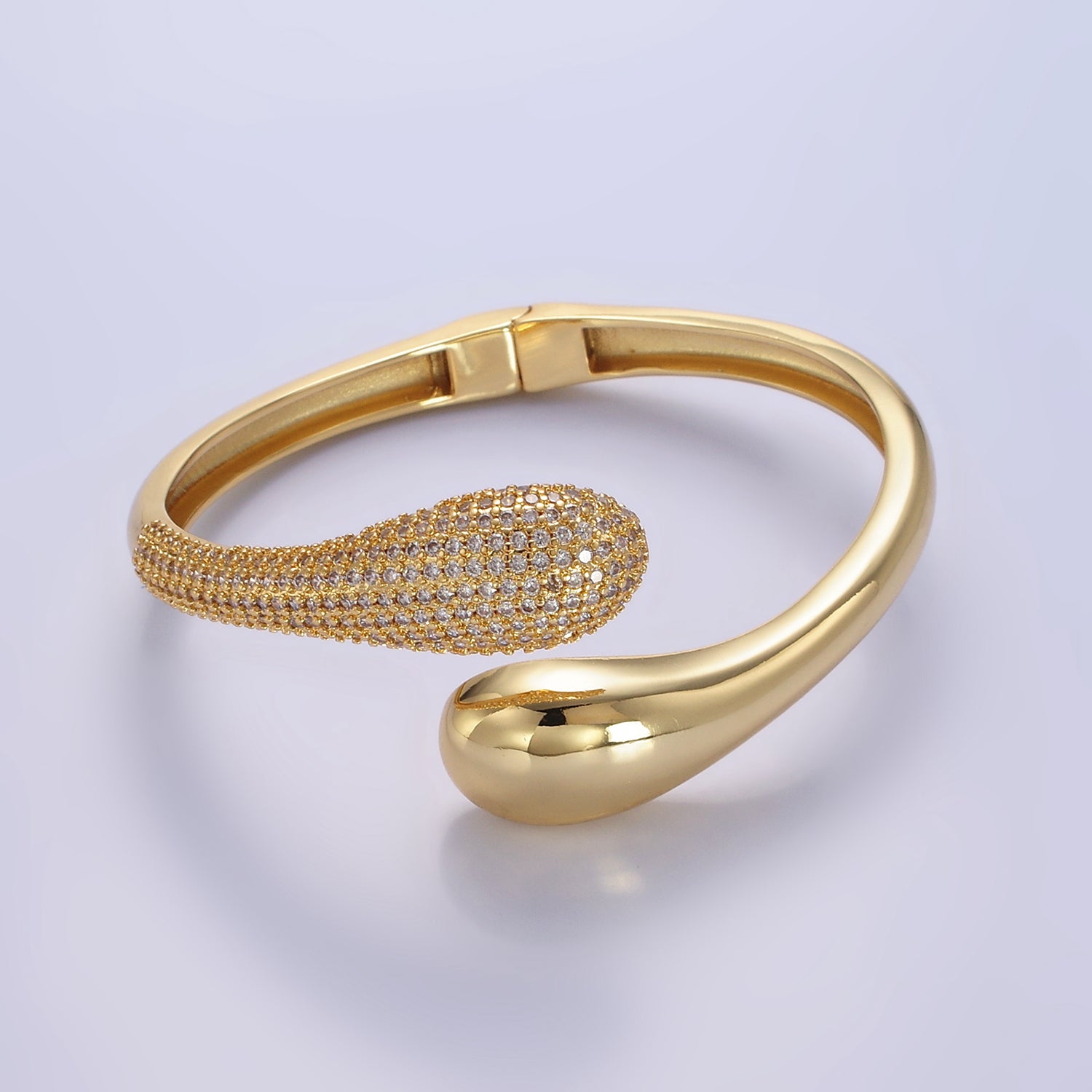 Gold Micro Paved CZ Snake Drip Wrap Cuff Bracelet ✦ BR-21WA2524
