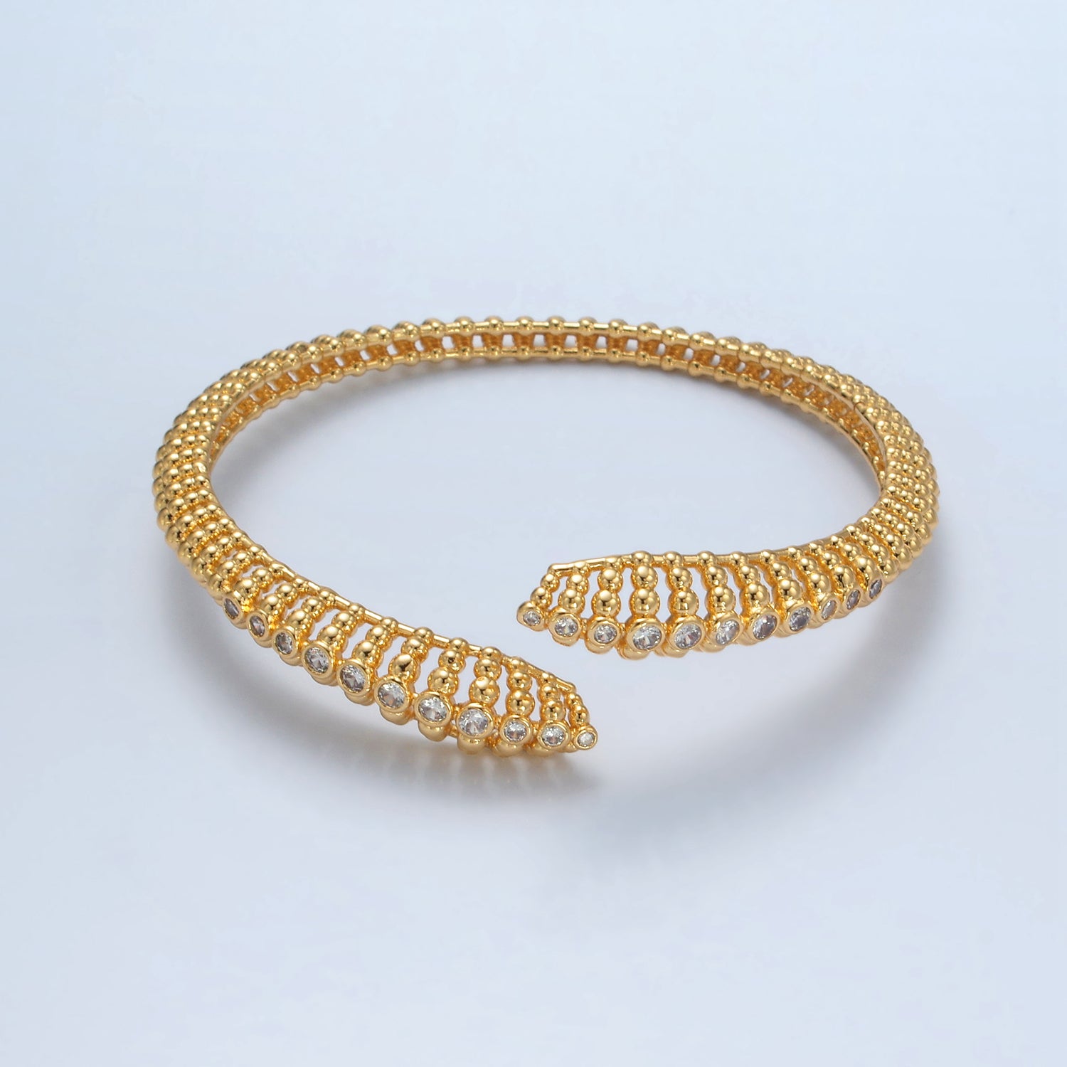 Dainty CZ Beaded Elegant Cuff Bangle ✦ BR-21WA2560
