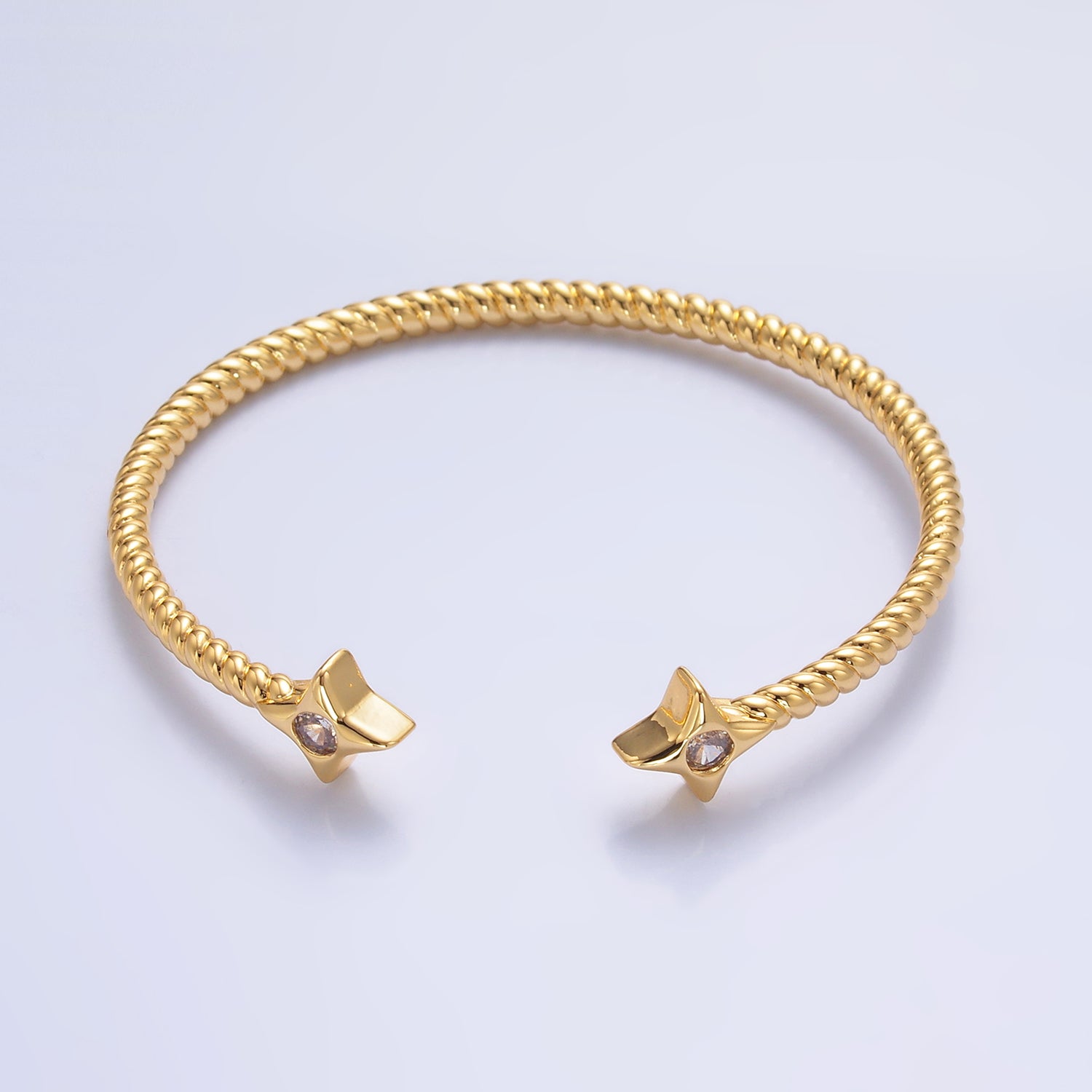 Gold Celestial Star CZ Croissant Cuff Bracelet in Gold & Silver ✦ BR-21WA2734 BR-21WA2735