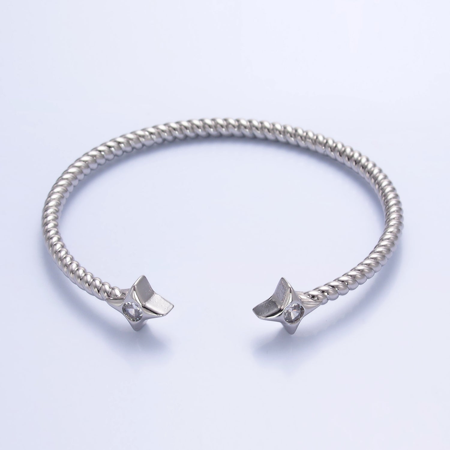 Gold Celestial Star CZ Croissant Cuff Bracelet in Gold & Silver ✦ BR-21WA2734 BR-21WA2735