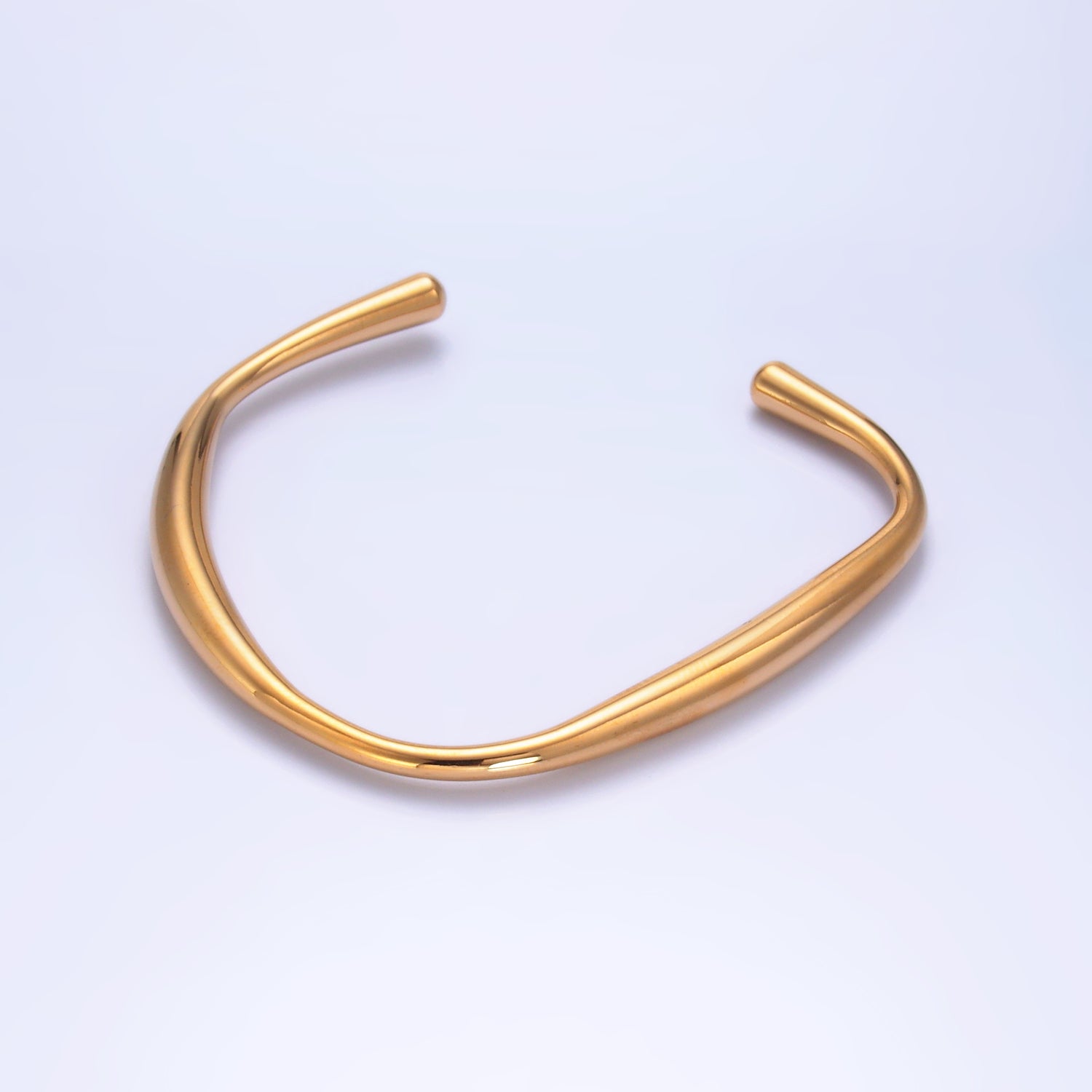 Stainless Steel Minimalist Geometric Curve Cuff Bracelet ✦ BR-21WA2737