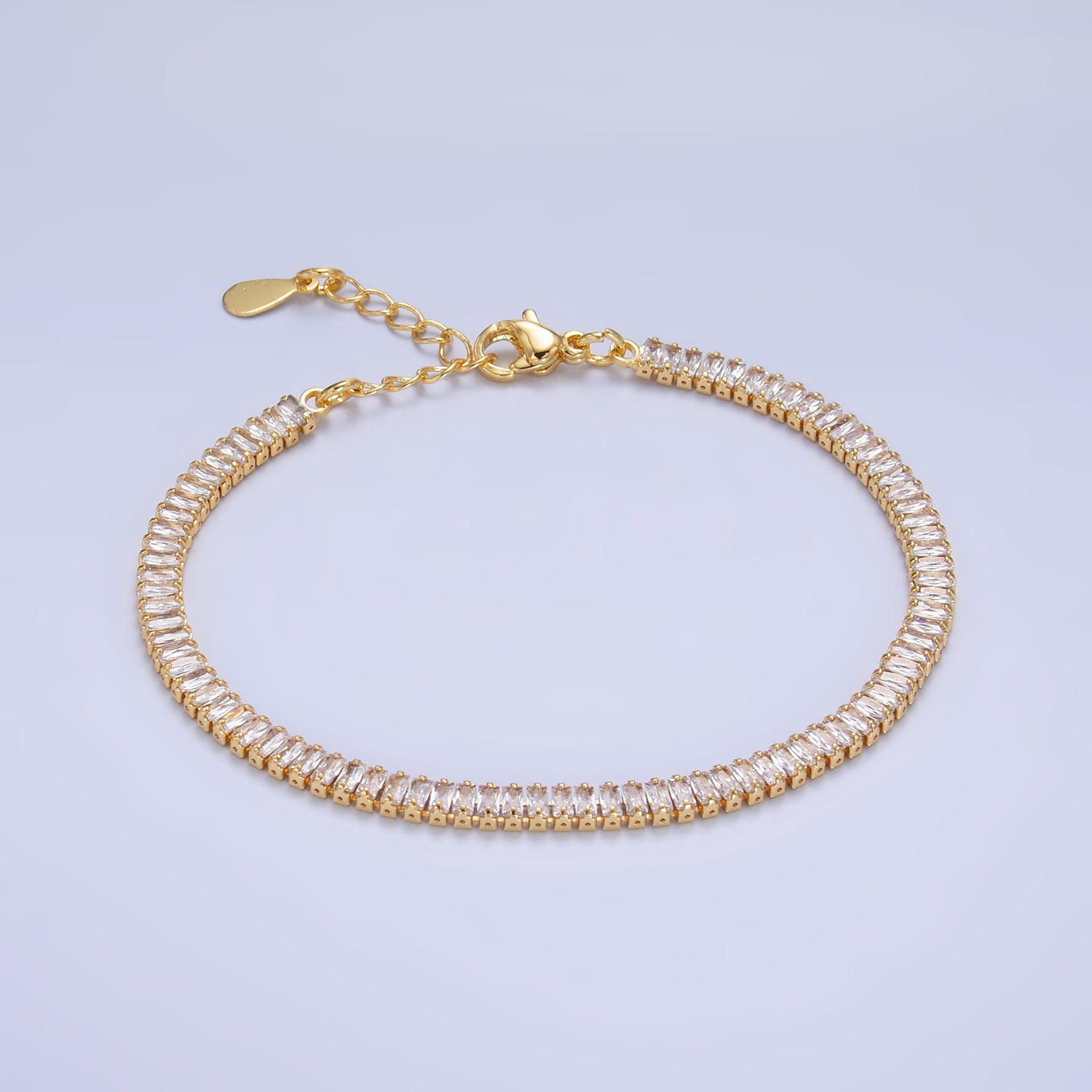 Gold Adjustable Tennis Baguette Adjustable Bracelet ✦ BR-21WA2975