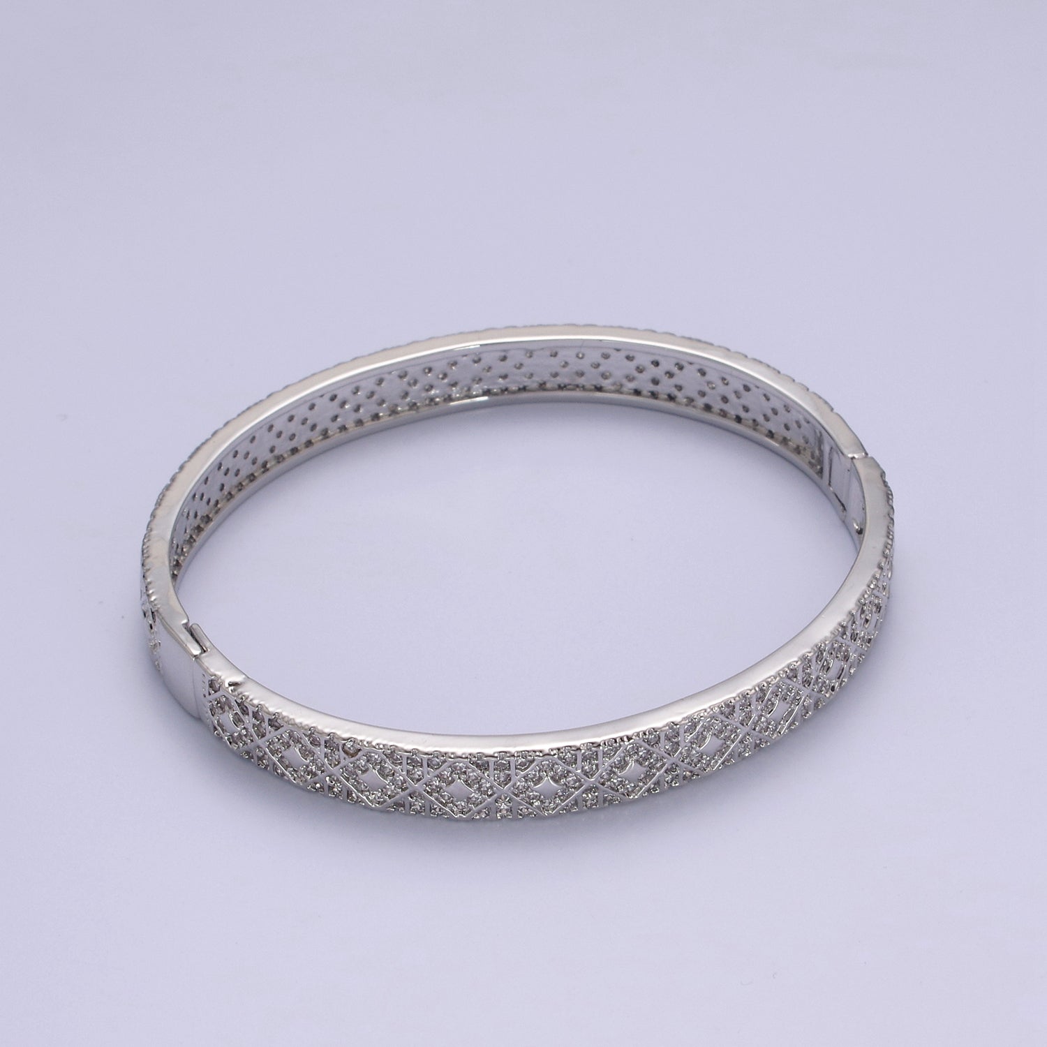 Gold Eternity Bangle-Pave CZ Eternity Stackable Bangle Bracelet Dainty Eternity CZ Bangle With Box Lock ✦ BR-21WA066 DISCONTINUED
