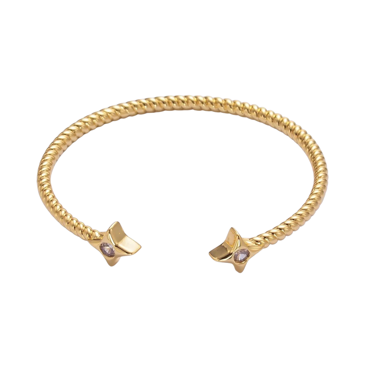 Gold Celestial Star CZ Croissant Cuff Bracelet in Gold & Silver ✦ BR-21WA2734 BR-21WA2735