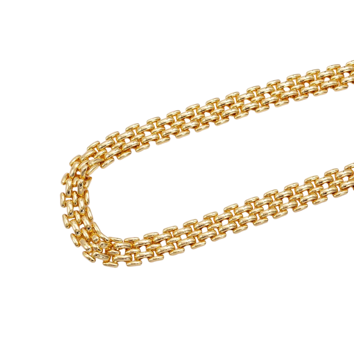 Gold 9mm Double Panther Chain 16 Inch Choker Necklace w. Extender CN-21WA2473