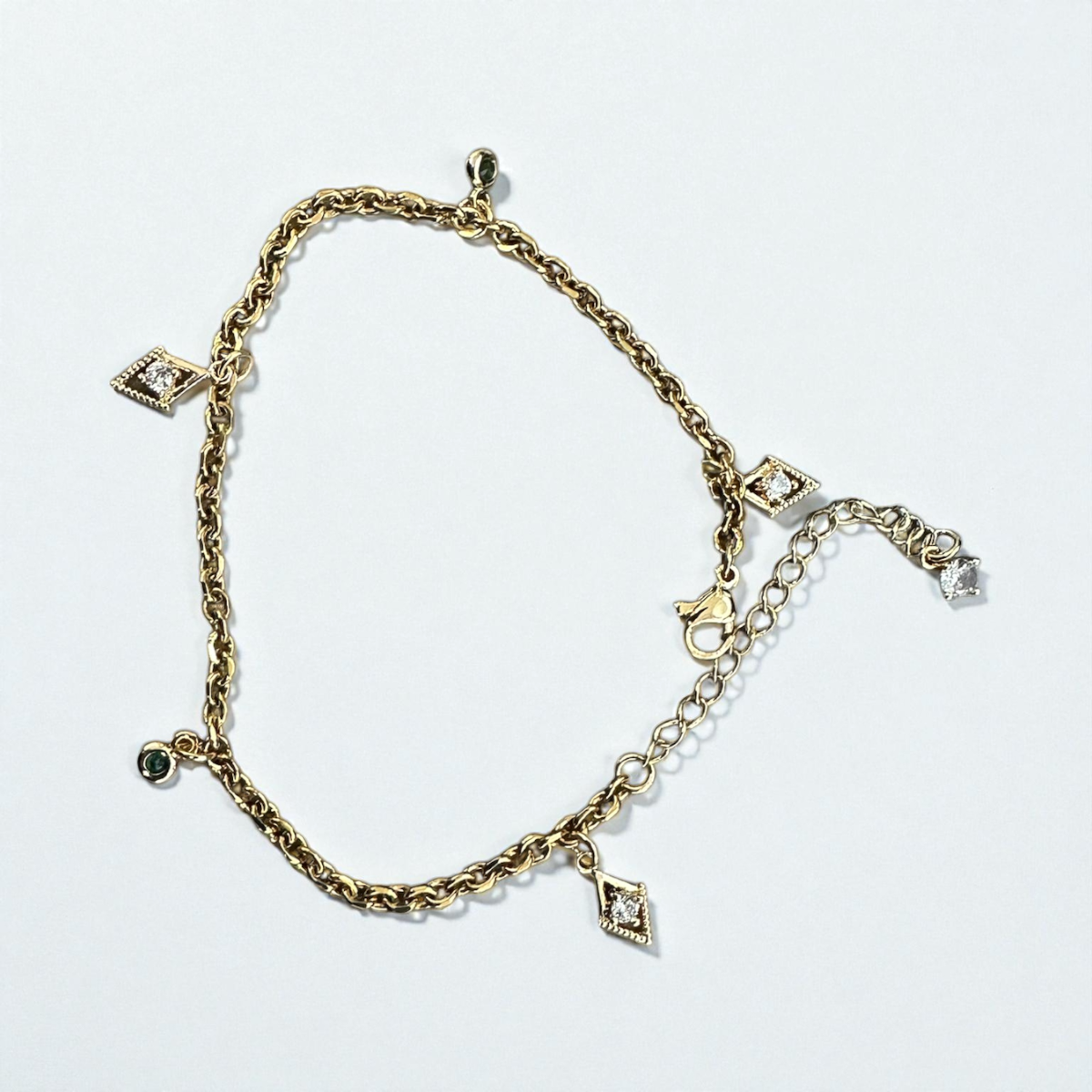 Green and Clear CZ Charm Bracelet BR-SJ0350