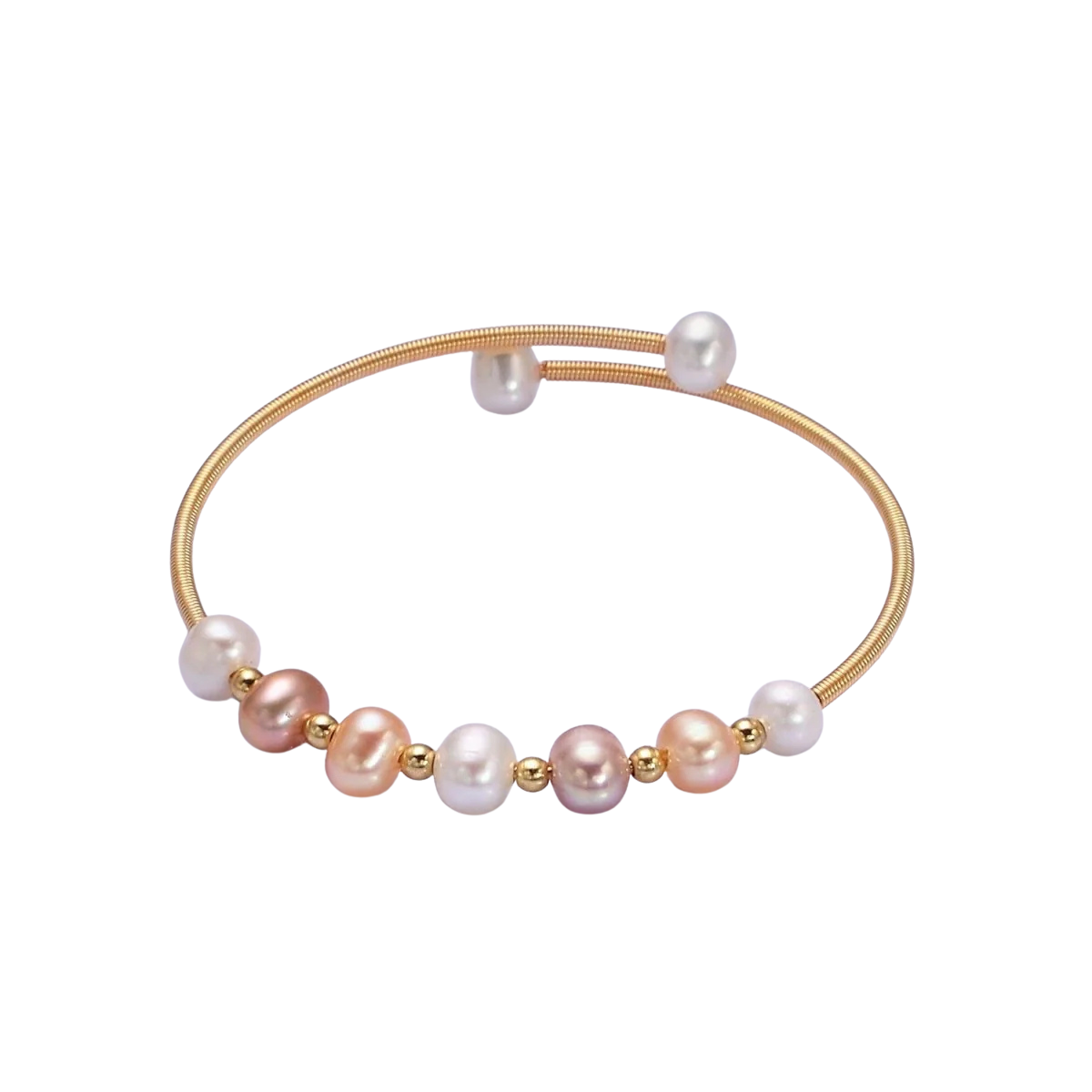 Minimalist Pearl Cuff Coil Bracelet