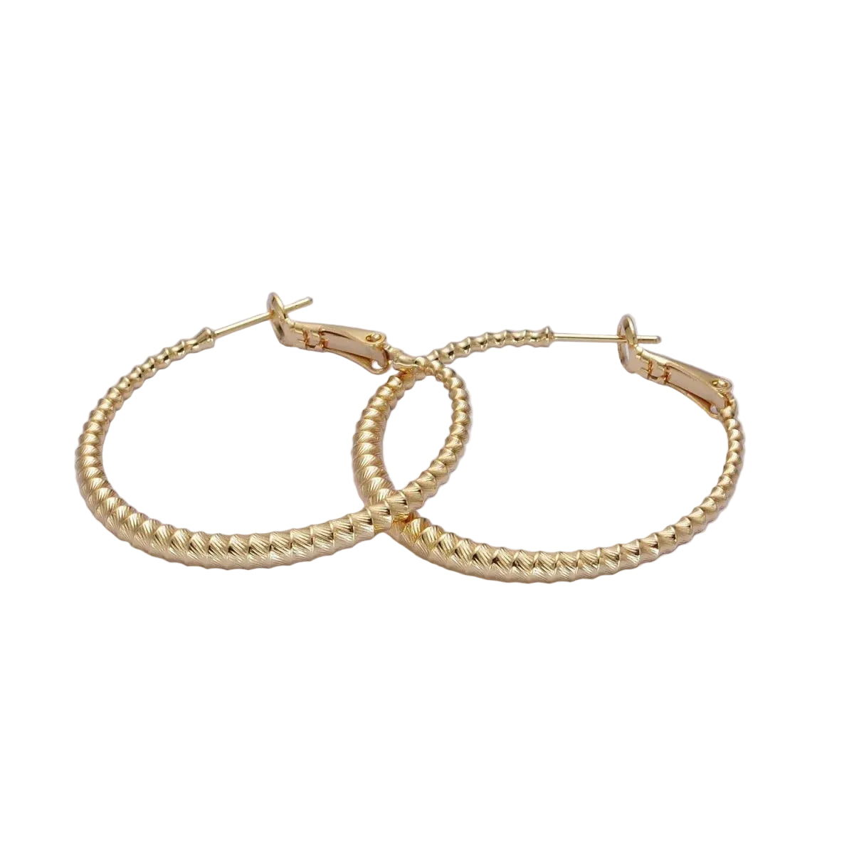 Bamboo Hoop Earrings, Gold Bamboo Hoops, Medium Gold Hoop Lightweight ✦ EA-21Q067