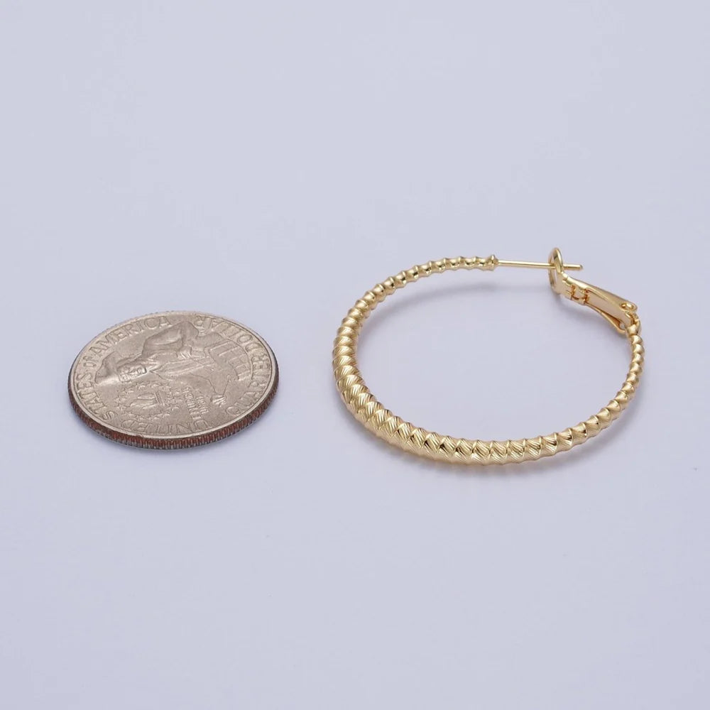 Bamboo Hoop Earrings, Gold Bamboo Hoops, Medium Gold Hoop Lightweight ✦ EA-21Q067