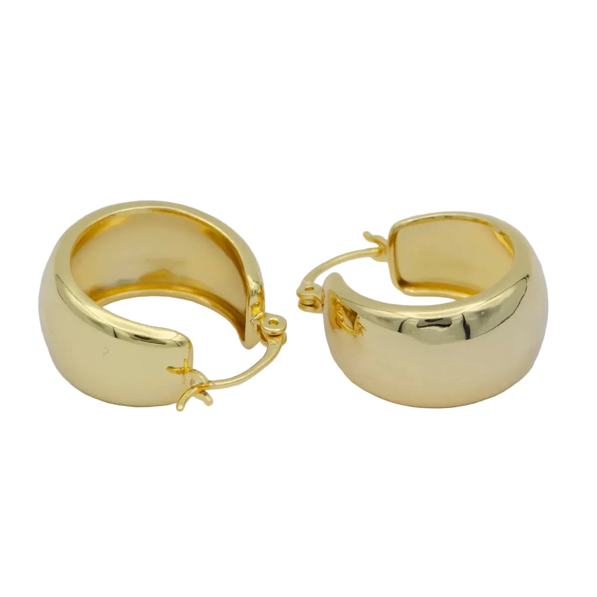 Chunky Minimalist Wide Dome Hoop Earrings EA-21P265
