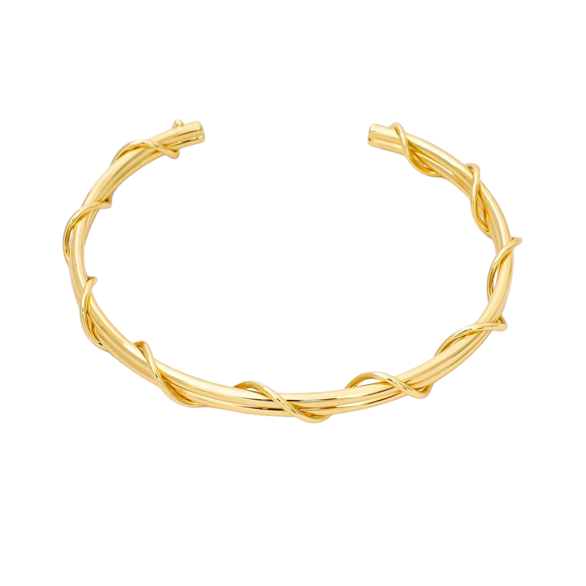Gold Bangle with Twist Design Cuff Bracelet ✦ BA-21WA1685
